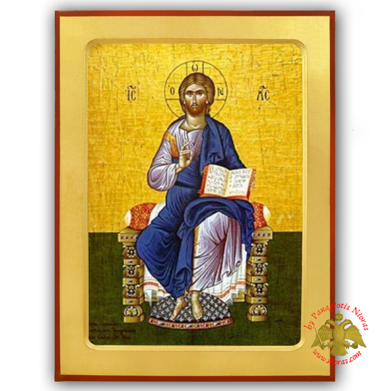 Χριστός Ευλογών Ένθρονος Άγιο Όρος Βυζαντινή Ξύλινη Εικόνα
